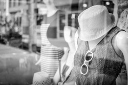 Female mannequins inside a fashion house, Black & White image