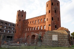 Palatine gate of AUGUSTA TAURINORUM in the Archaeological Park of Turin, Italy