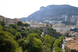 Panoramic view of Monaco with the Prince's Palace fortress, official residence of the Sovereign Prince of Monaco