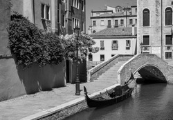 Monochrome image of the city of Venice in Italy