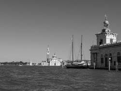 Monochrome image of the Grand Canal in Venice