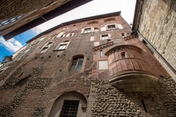 medieval buildings in the historica centre of pistoia, tuscany, italy