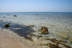 landscape of Marina di Pescoluse beach, also known as Salento Maldive , Lecce province