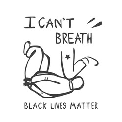 Black lives matter protest banner. Man pinned down by an officer leg. Vector isolated illustration.