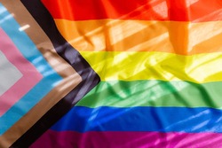 World Pride 2023. LGBTQIA+ community flag. Pride flag