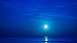 Moon over caribbean sea in Playa Del Carmen, Mexico