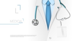 Medical Background Template. Doctor With Stethoscope. EPS10 Vector