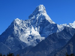 Wonderful view of mountain Ama Dablam in the Himalaya range, eastern Nepal