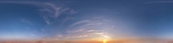 Seamless hdri panorama 360 degrees angle view blue clear evening sky before sunset with zenith for use in 3d graphics or game development as sky dome or edit drone shot