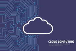 Cloud computing concept. Abstract cloud internet data storage, database and mobile server concept, Cloud Database Over Circuit board Background. vector background