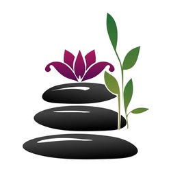 flower on the stone. Logo for stone therapy