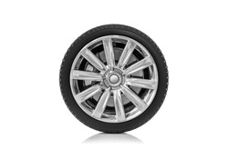 Car wheel isolated on a white background.
