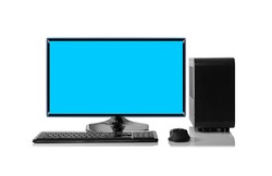 Desktop personal computer isolated on white background.