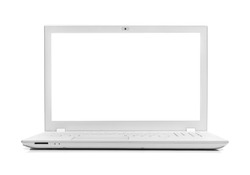 White modern laptop isolated on white background.