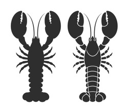 Lobster silhouette. Isolated lobster on white background


