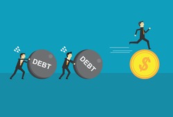 People without debt can go further, Vector illustration in flat style