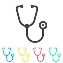 Stethoscope web multi color icon set. Simple glyph, flat vector of medical icons for ui and ux, website or mobile application