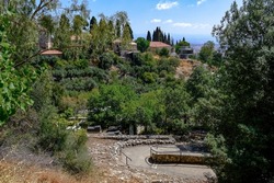 View of the south side of  Old Rosh Pina as seen from Rosh Pina Cemetery, Upper Galilee, Northern Israel, Israel.