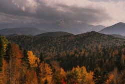 Caucasus mountains in the autumn 
