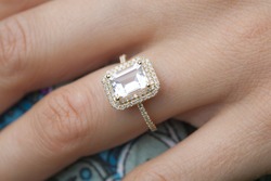engagement ring on woman's hand