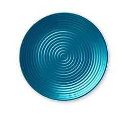 Concentric circles plate, Empty blue ceramic plate in wavy pattern, View from above isolated on white background with clipping path                                 