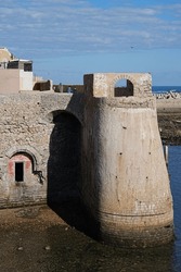 Ramparts of African MAZAGAN city in Morocco - vertical