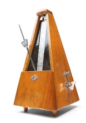 Vintage metronome music timer on a white background.