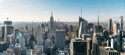 Aerial view of the large and spectacular buildings in New York City - Panoramic Landscape