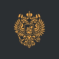 Double headed eagle icon. Coat of arms of Russia. Design element. Color vector illustration.