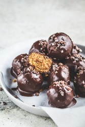 Vegan Chocolate Truffles Balls with peanut butter.