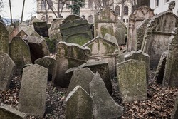 Tombstones in the Old Jewish Cemetery in Prague