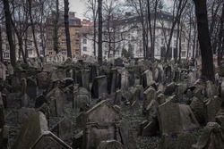 Tombstones in the Old Jewish Cemetery in Prague