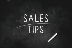 SALES TIPS written with chalk on black board icon logo design vector illustration symbol