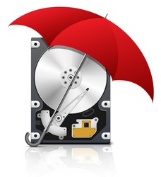 Hard disk drive protection icon, vector