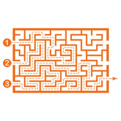 Illustration with labyrinth, maze conundrum for kids. Entry and exit. Children puzzle game.