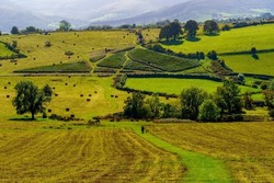 View of haystack and countryside in Brecon Beacons National Park, the South of Wales, UK
