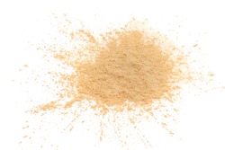 Cosmetic loose powder on white background.
