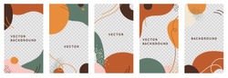 Vector set of abstract creative backgrounds in minimal trendy style with copy space for text and photo - design templates for social media stories and bloggers - simple, stylish and minimal designs fo