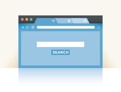 Internet browser window with search web site (Google, Bing, Yandex, Yahoo etc.) webpage and space for you text in empty search box. Idea - Internet search, Online shopping.