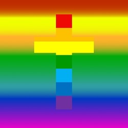 Cross in rainbow flag, symbol LGBT. Vector Illustration