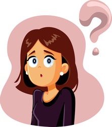 
Confused Woman Having Many Questions Vector Cartoon. Young adult looking for the answer to a burning question
