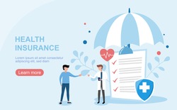 Health insurance concept.Healthcare, finance and medical service. Vector illustration about health insurance.