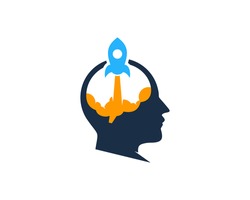 Brain Rocket Mind Boost Logo Design Template