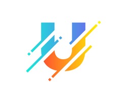 Digital Letter U Pixel Icon Logo Design Element