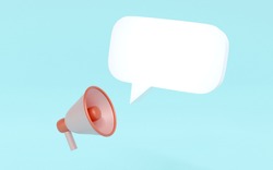 3D rendering megaphone and a speech bubble icon for commercial design concept of announcement. 3D Render illustration.