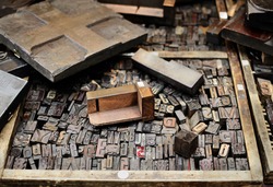 Old wooden letters for printing