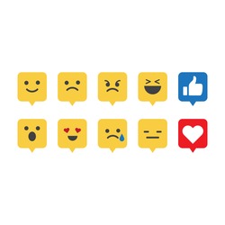 Social media emoticon reactions. Bubble dialogue.