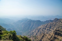 The Panoramic view from Arthur's Seat point at Konkan region mountains. Mahabaleshwar,Maharashtra, India
