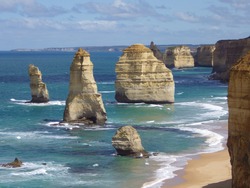 landscape of 12 apostles with blue sea and sky victoria australia. limestone erosion cliffs.great ocean road.