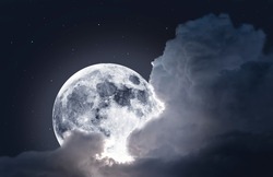 Magical Fullmoon with clouds and stars